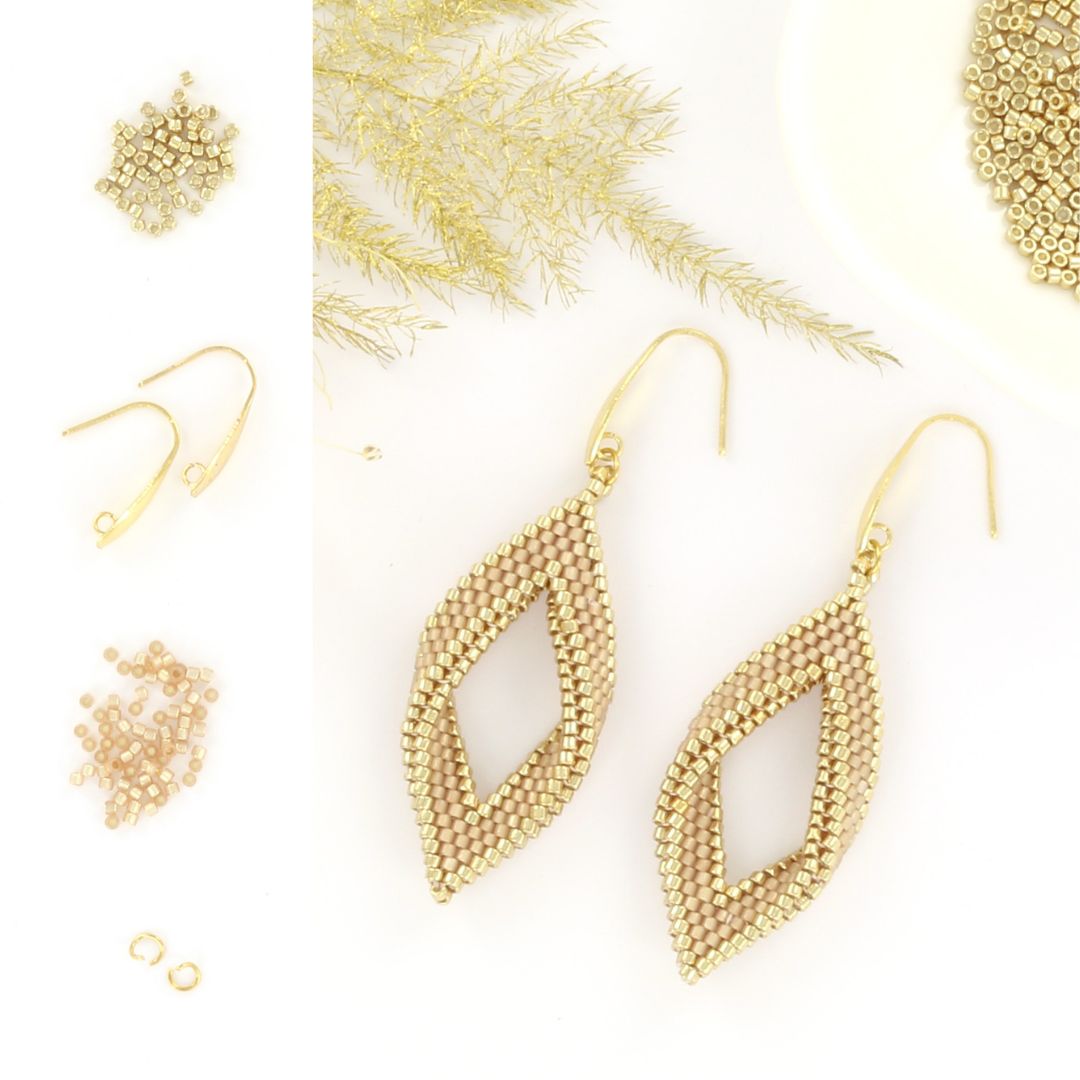 Extra pictures DIY kit twisted earrings - champange and gold